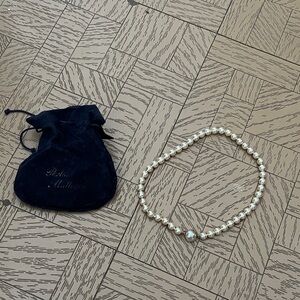 Classic Pearl Necklace with Velvet Pouch